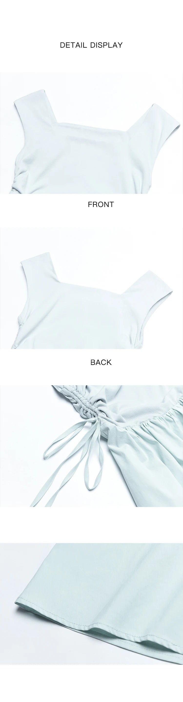 Mishow Square Neck Patchwork Side Drawstring Dress MXD23L1818