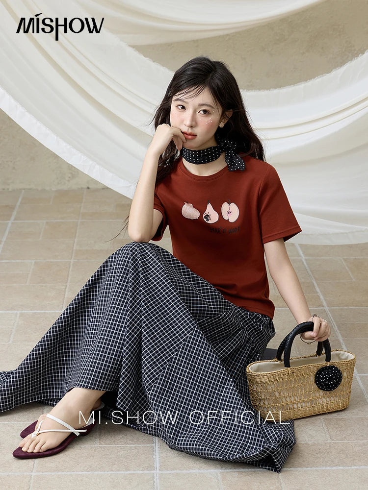 Mishow Cartoon Print Slim Office Tee MXE33T0500