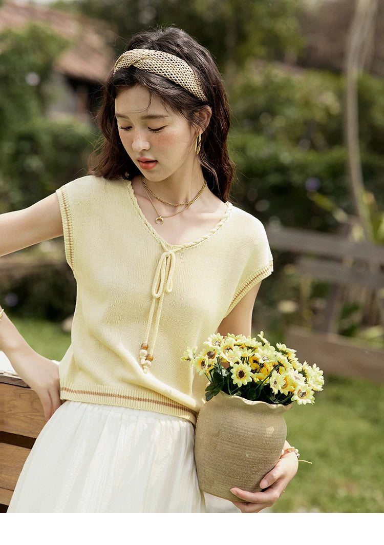 Mishow Office Lady V-Neck Bead Design Pullover MXE33Z1227