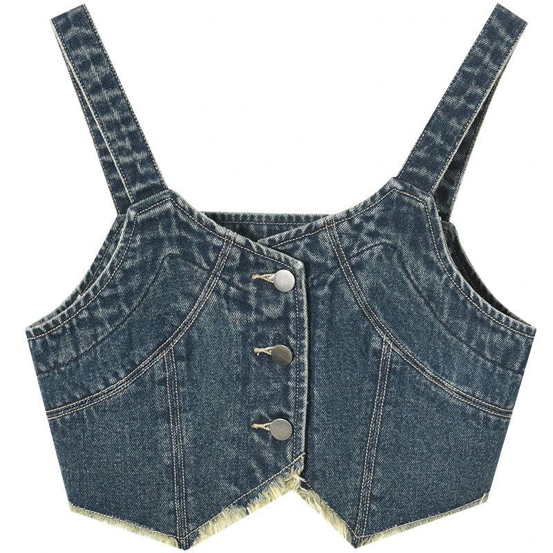 Mishow American Retro Denim Suspender Tank Top MXD12D0025