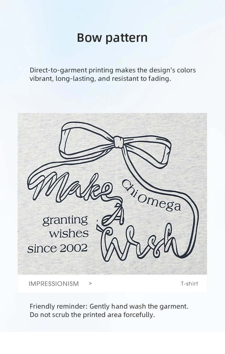 Mishow Print Lace Bow Detail Tee MXE32T0554