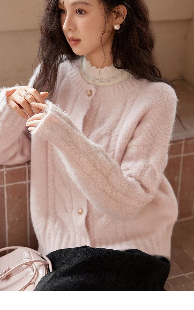 Mishow French Gentle O-Neck Wool Knit Cardigan MXD55Z1030