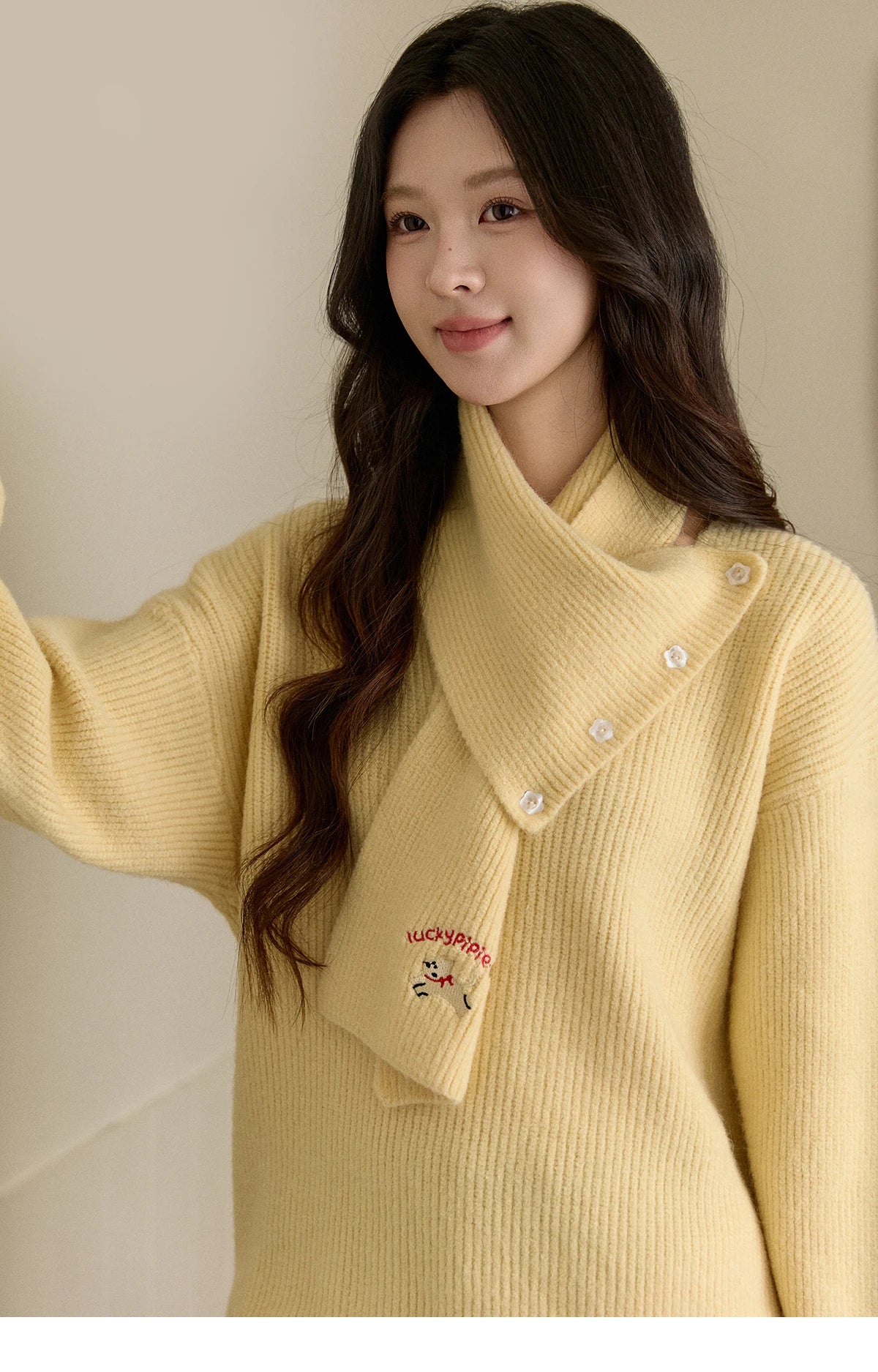 Mishow Yellow Sweater with Detachable Scarf MXE93Z2953