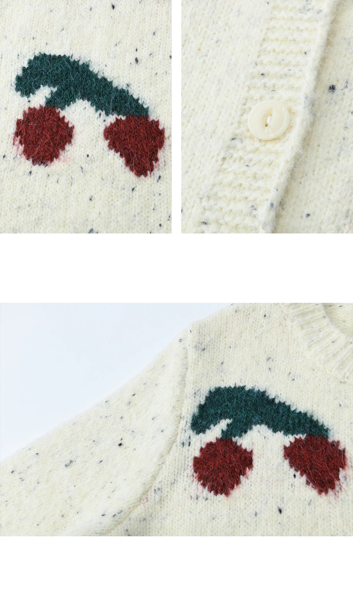 Mishow Cherry Jacquard Flecked Drop Shoulder Cardigan MXE91Z2837