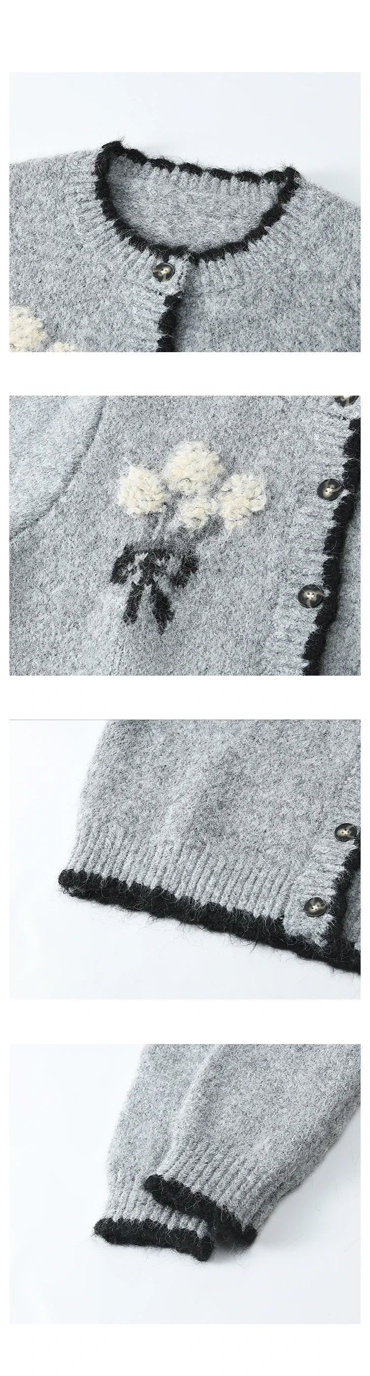 Mishow Wool Blend Bouquet Embroidery Color Clash Cardigan MXD54Z0951