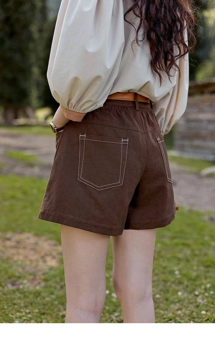 Mishow High Waist Loose Straight Leg Shorts MXD41K0721