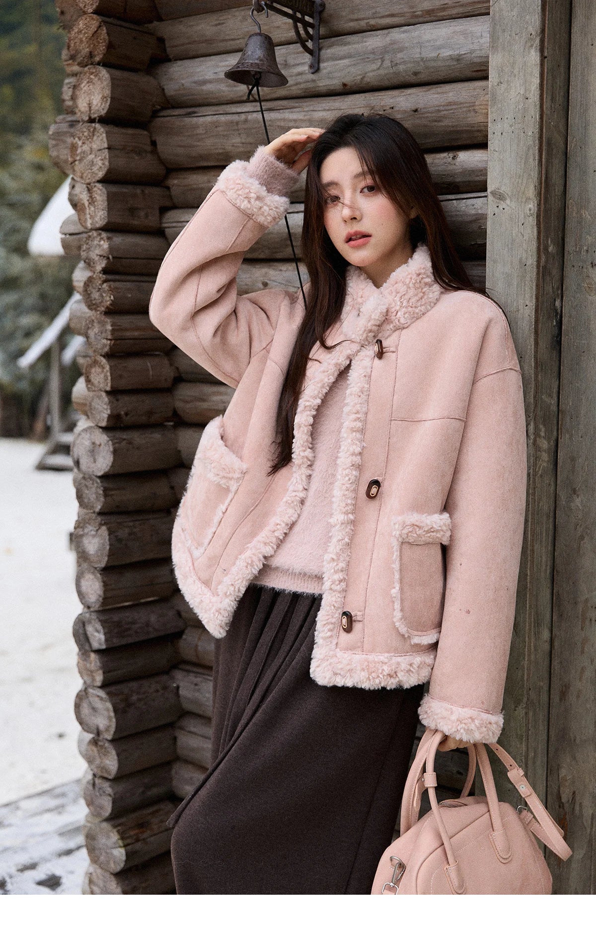 MISHOW Suede Composite Fur Jacket Stand-Up Collar Windproof MXE87W0941