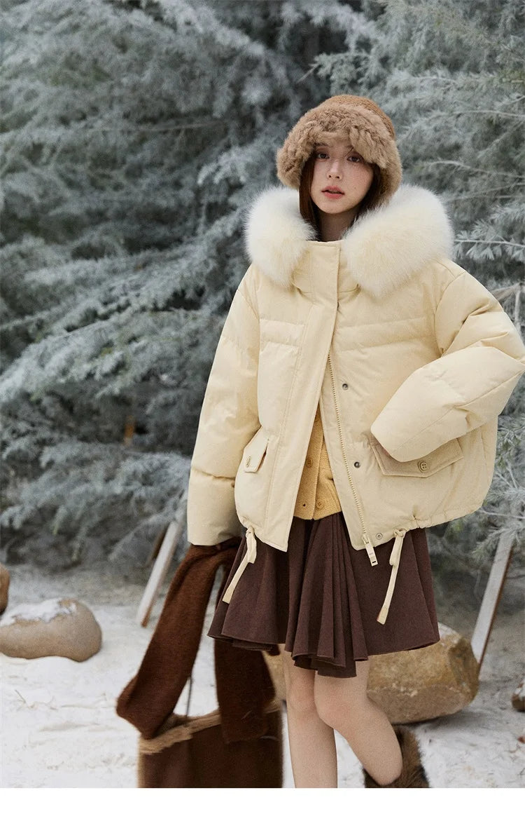 Mishow Short Detachable Fur Collar Down Jacket MXE87Y0084