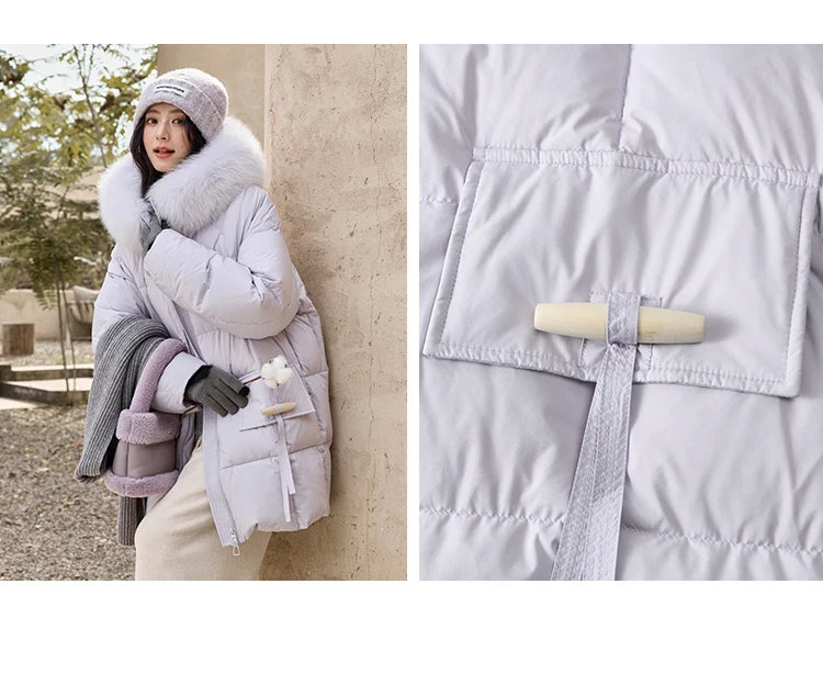 Mishow Hooded Thickened 90% Down Long Jacket MXD36Y0051