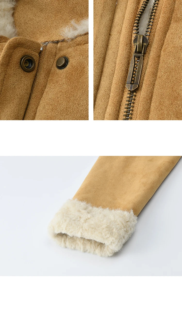 MISHOW Floral Embroidered Fur Jacket Plush Lapel Zipper MXE87W0918