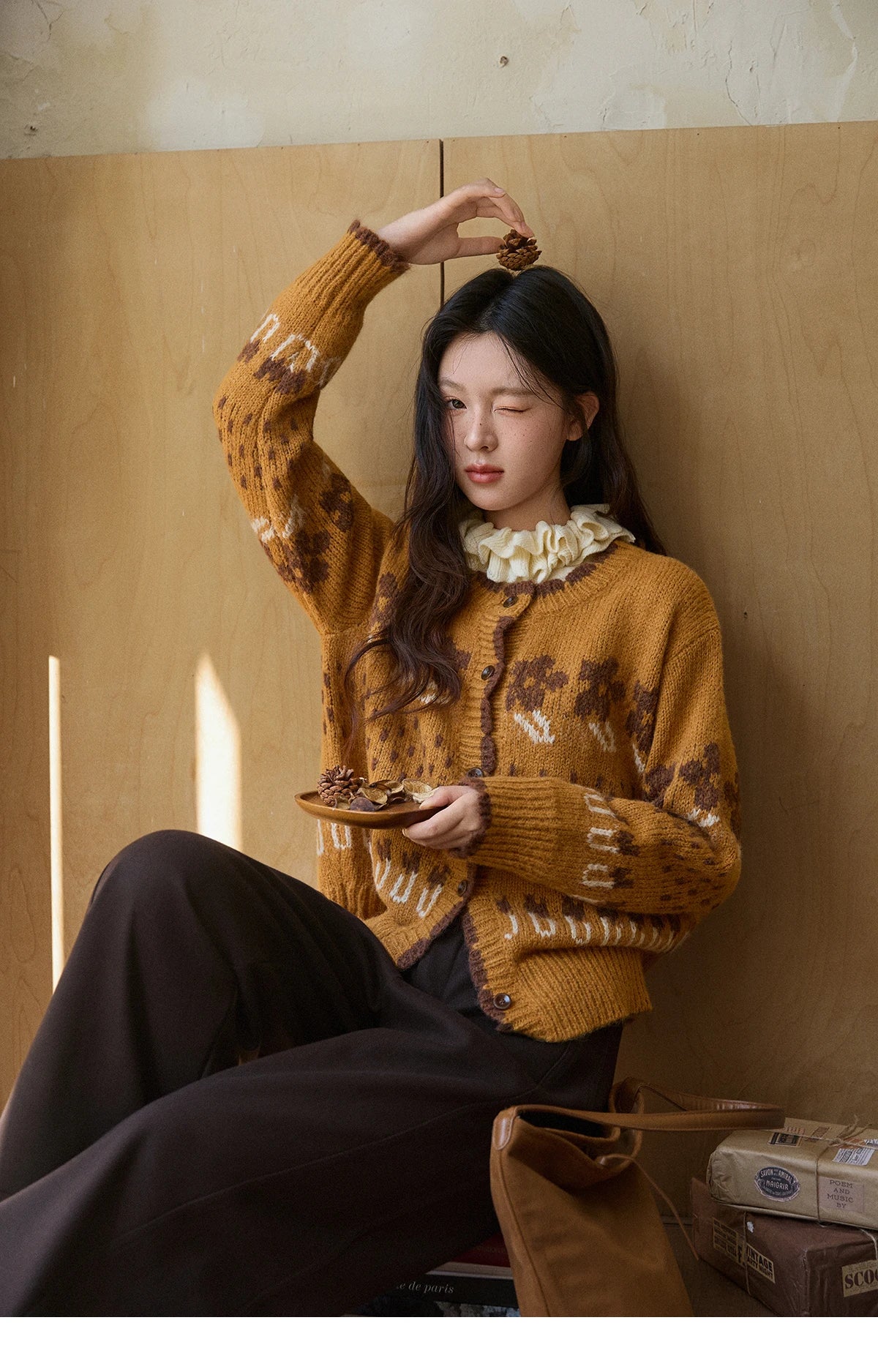 Mishow Turtleneck Fuzzy Cardigan Coat MXE87Z2699