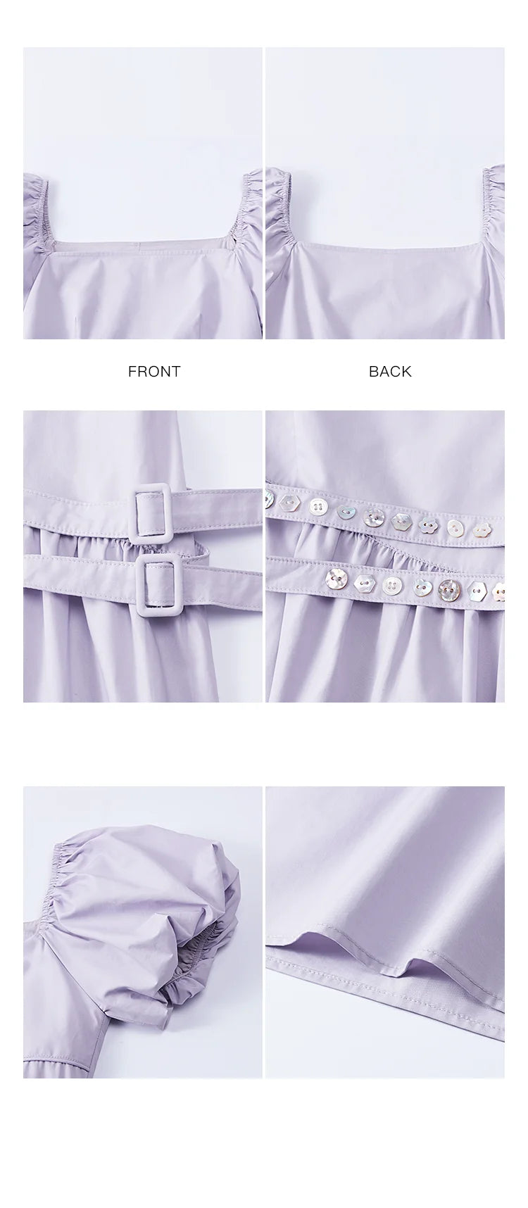 Mishow French Purple Puff Sleeve Square Neck Dress MXE34L2222