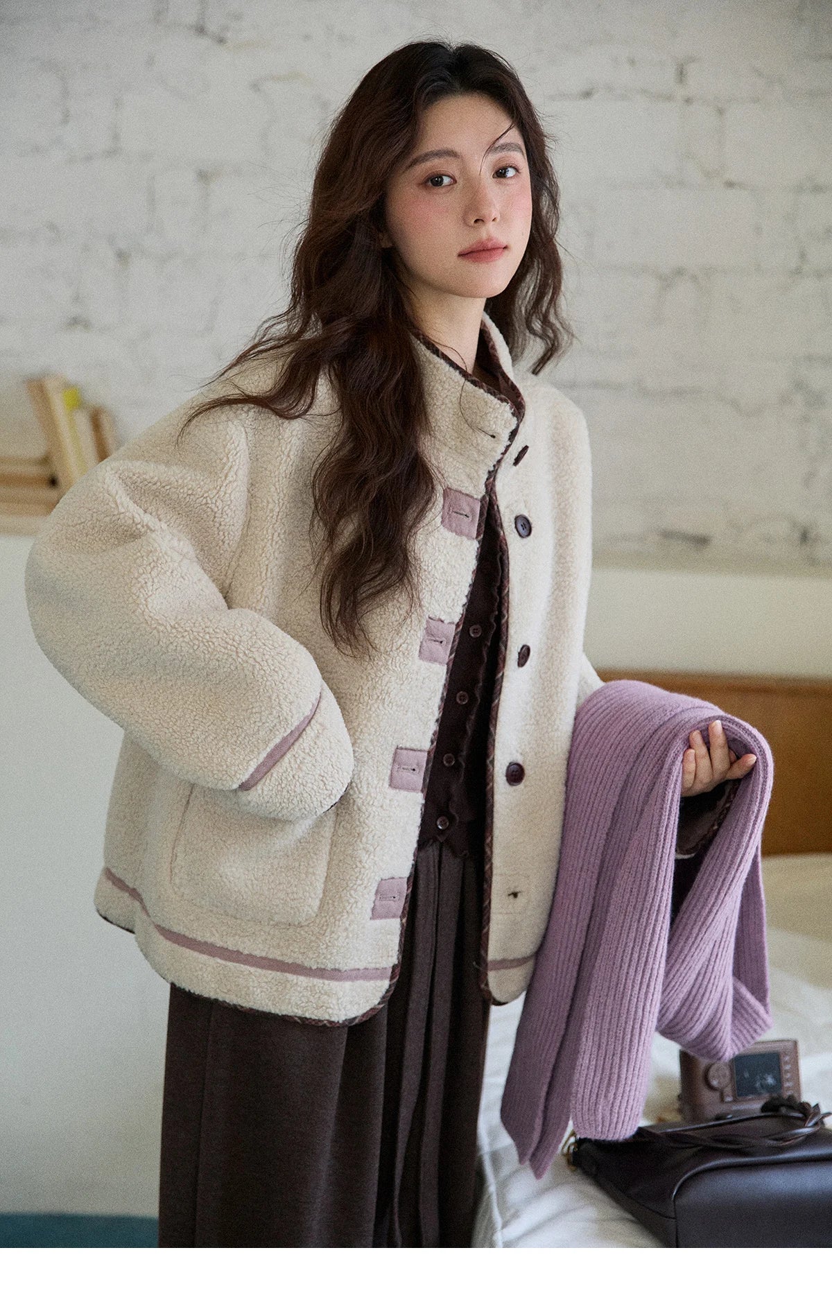 MISHOW Purple Double-Sided Jacket Turn-Down Collar Pocket MXE87W0940