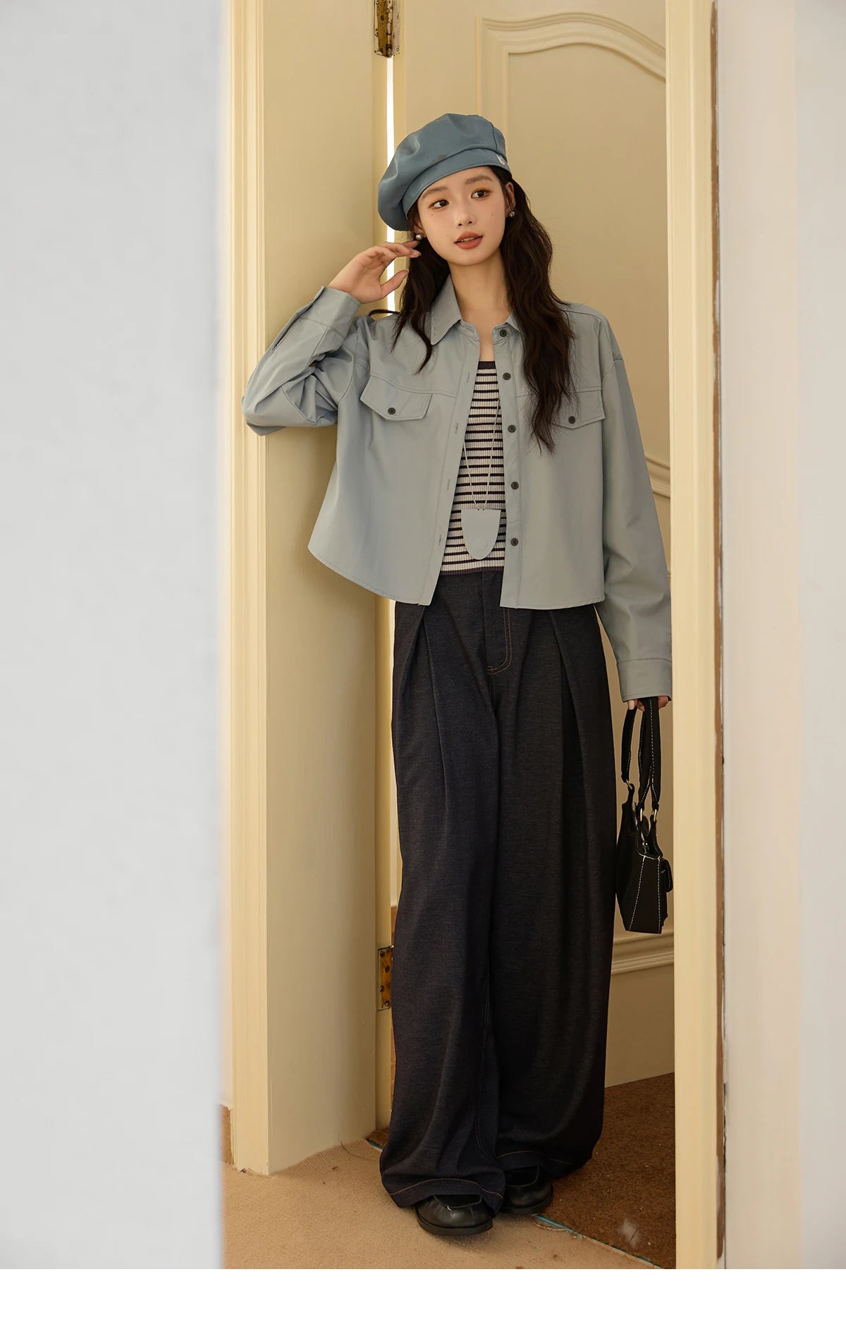 MISHOW Two-Piece Set Striped Vest Solid Jacket with Pendant MXE45T1396