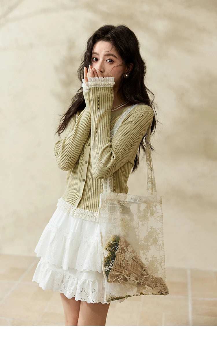 Mishow Macaron Hollow Hook Flower Lace Top MXE16Z1211