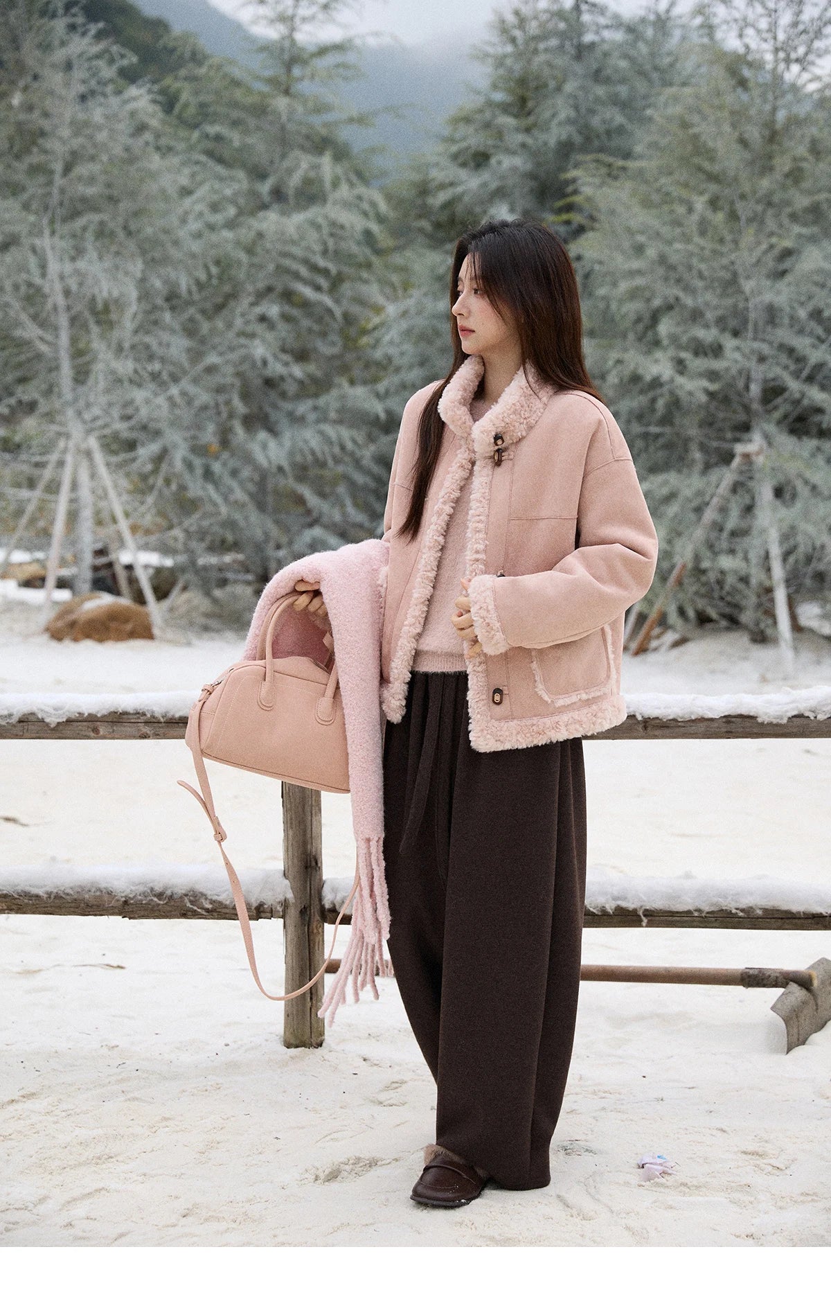 MISHOW Suede Composite Fur Jacket Stand-Up Collar Windproof MXE87W0941