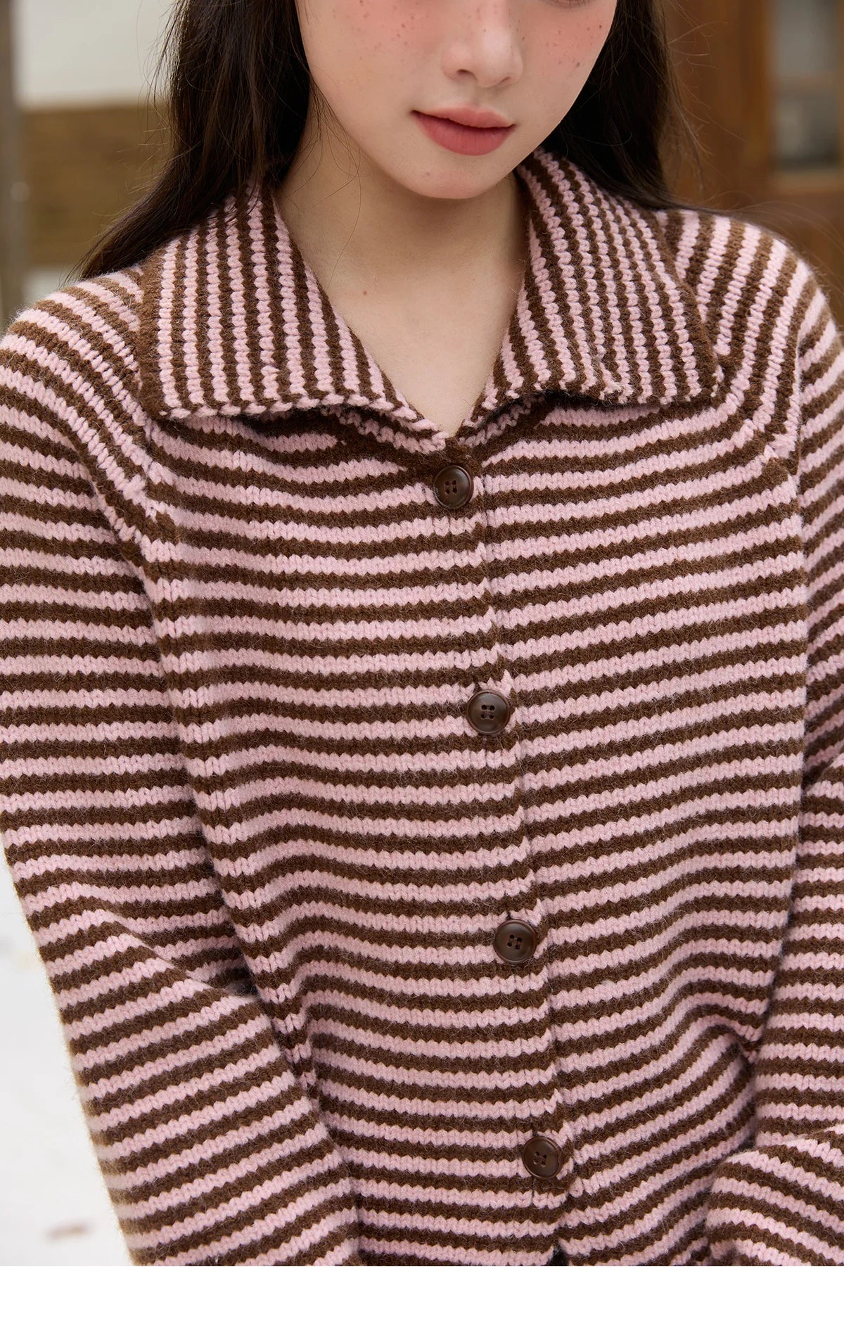Mishow Striped Stand Collar Raglan Cardigan MXE88Z2690