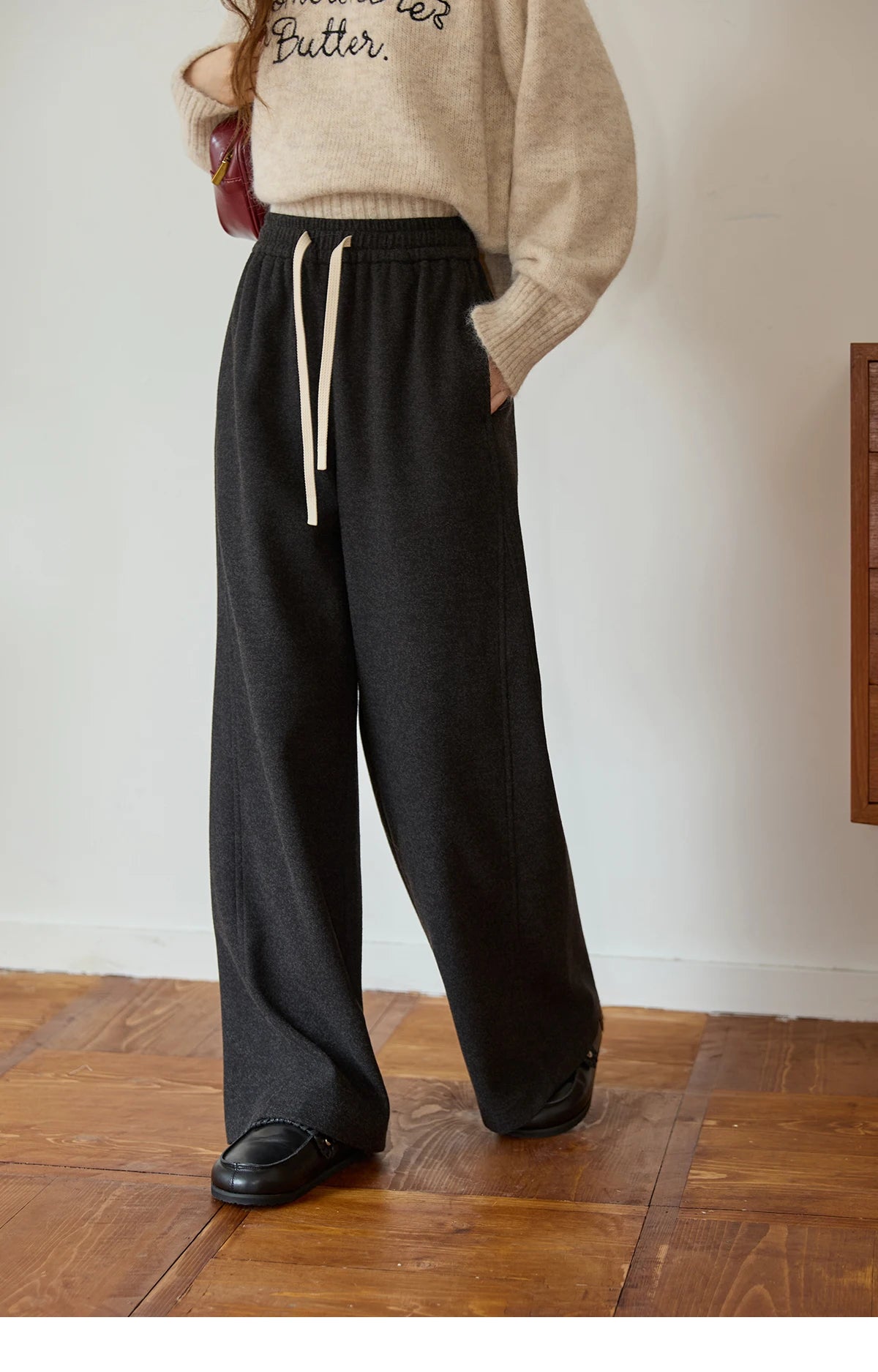 MISHOW Wide-Leg Pants High Waist Straight Lace-Up Loose MXE89K1100