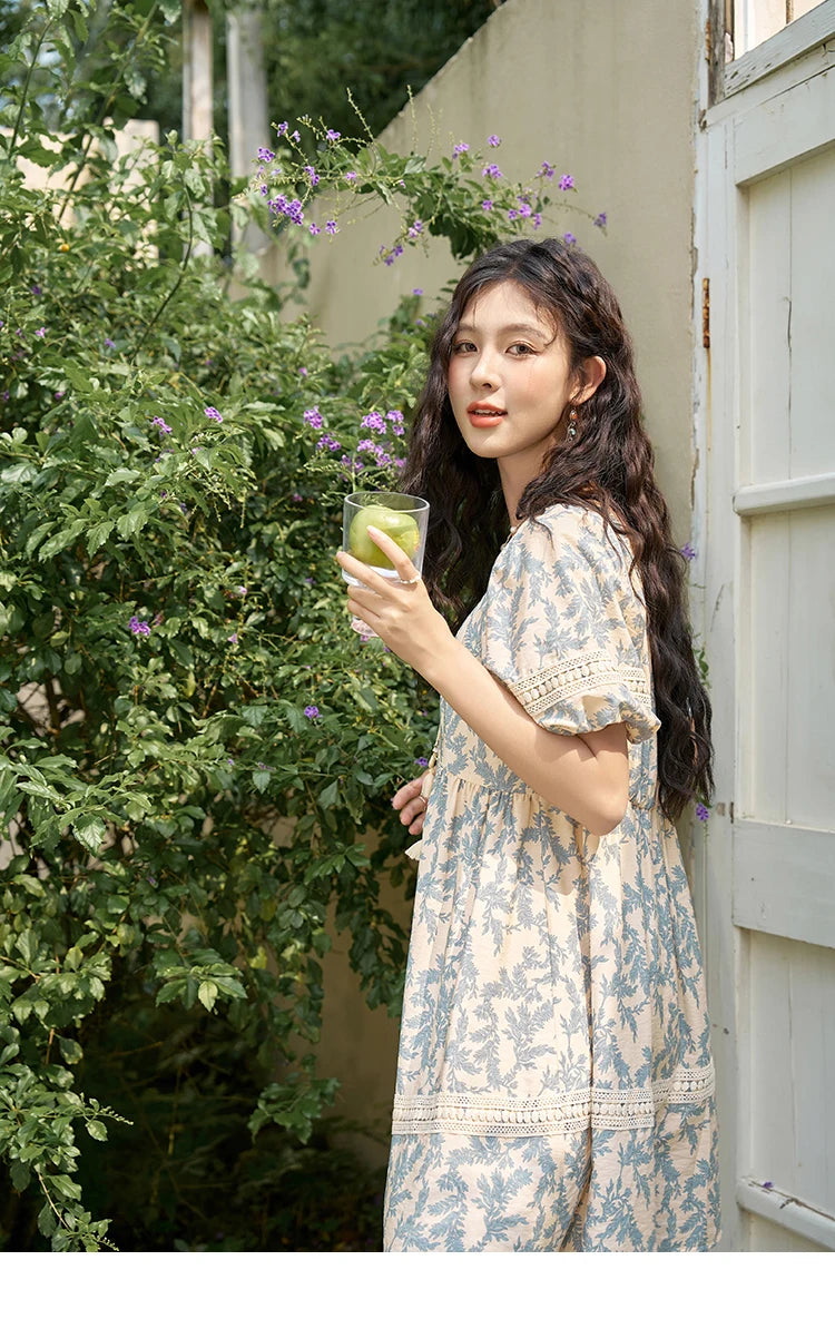 Mishow French Floral U-Neck Lace-Up Doll Dress MXD27L1898