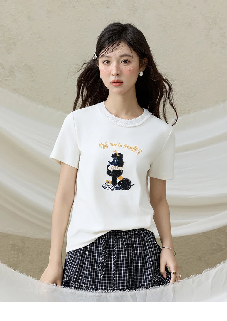 Mishow Dog Embroidered Cartoon Tee MXE33T0540