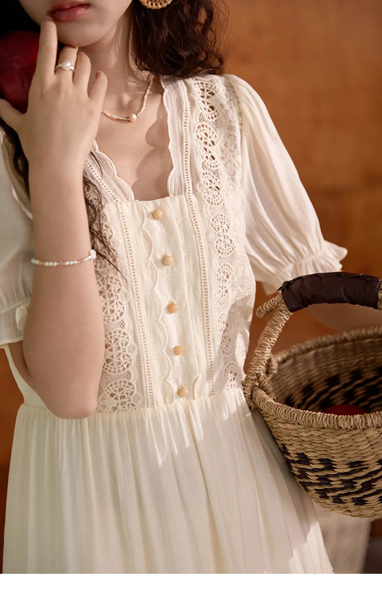 Mishow French Hollow Embroidery Fairycore Dress MXD31L1981