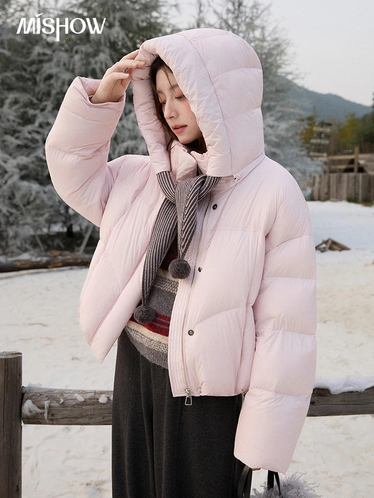 Mishow Pom-Pom Hooded Sweet Down Jacket MXE92Y0088