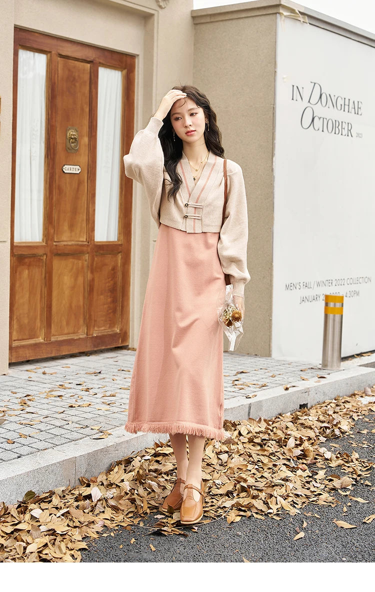 MISHOW Knitted Lantern Sleeve Sweater Dress MXC46L1589