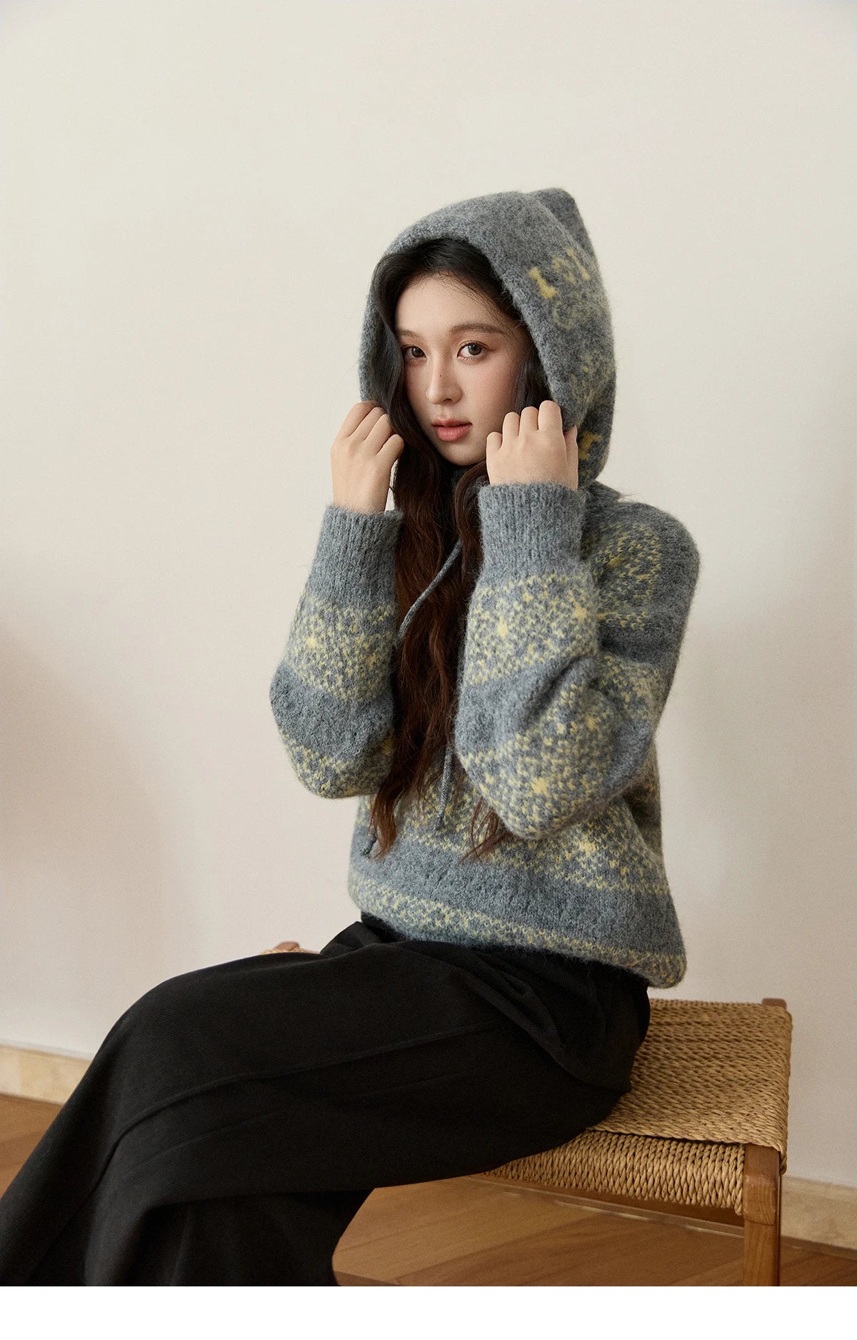 Mishow Fair Isle Removable Hood Sweater MXE94Z2979