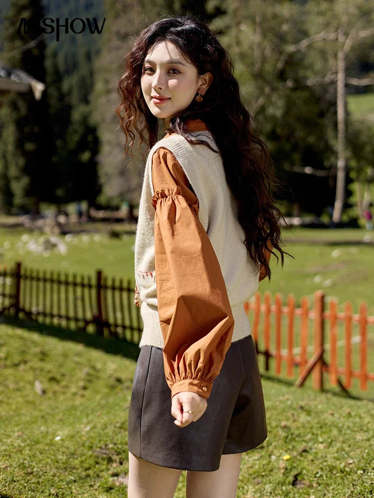 Mishow Arctic Velvet Embroidered Sweater Vest MXD42Z0701