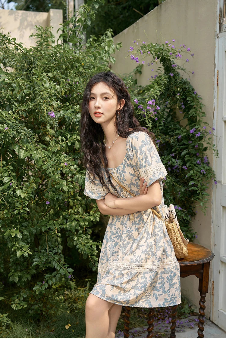 Mishow French Floral U-Neck Lace-Up Doll Dress MXD27L1898