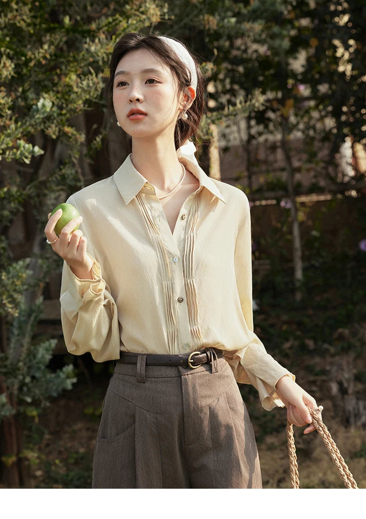 MISHOW Wave Striped Single Breasted Shirt Shell Buttons MXE16C0422