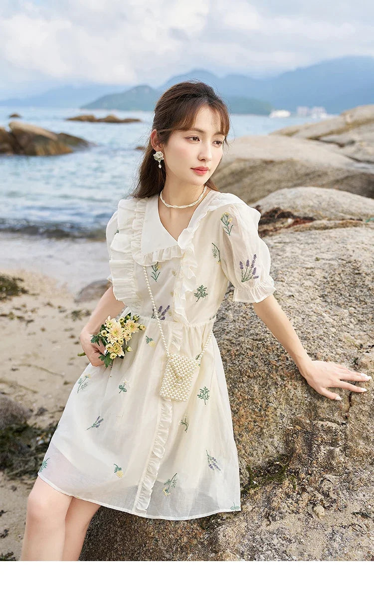 Mishow Fairycore Floral Flare Sleeve Ruffled Dress MXC38L1518