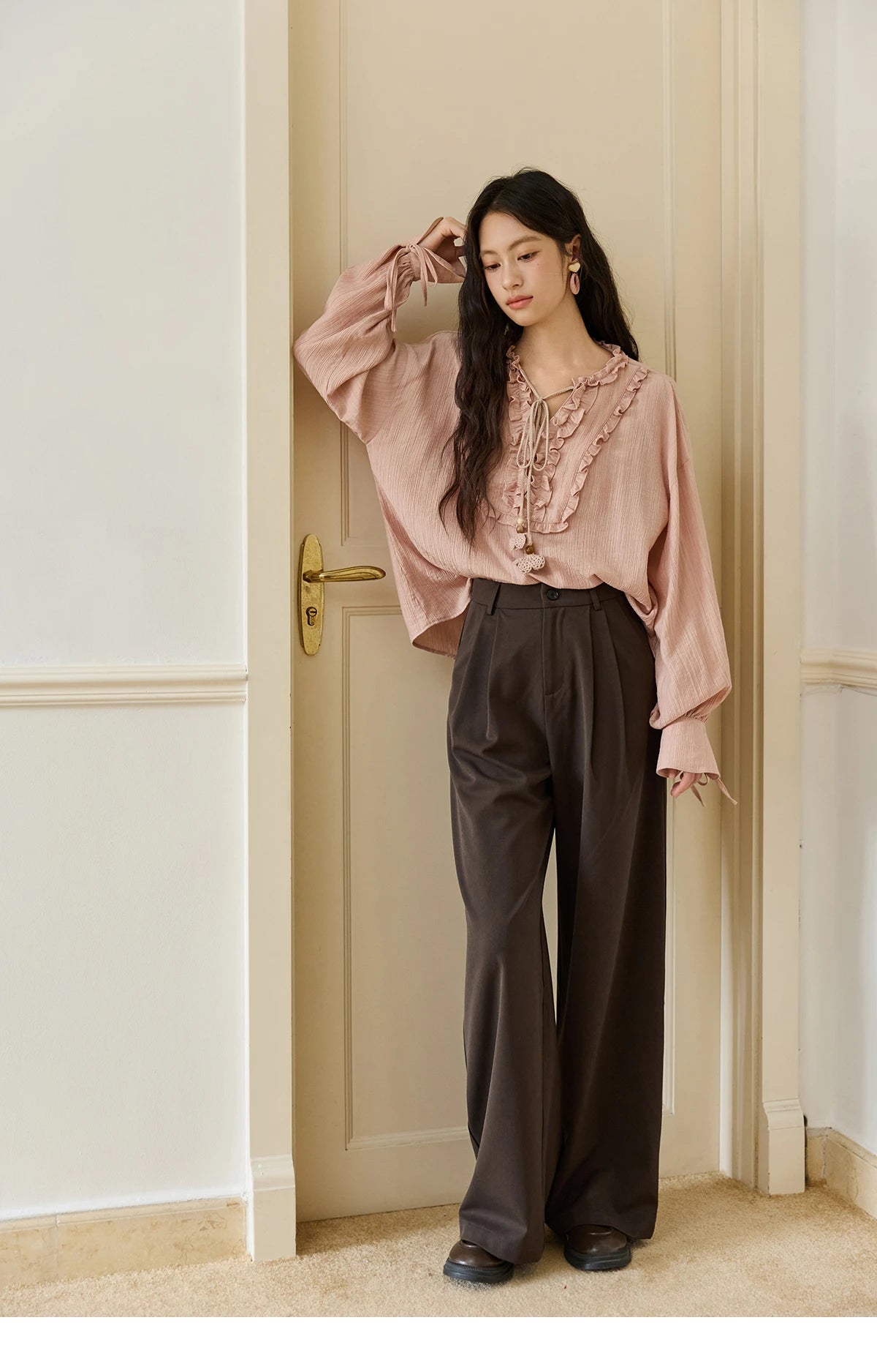 MISHOW Solid Wide-Leg Pants High-Waisted Loose Pockets MXE46K1090