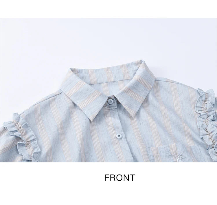 MISHOW Striped Short Sleeve Shirt Turn-Down Collar MXE38C2347