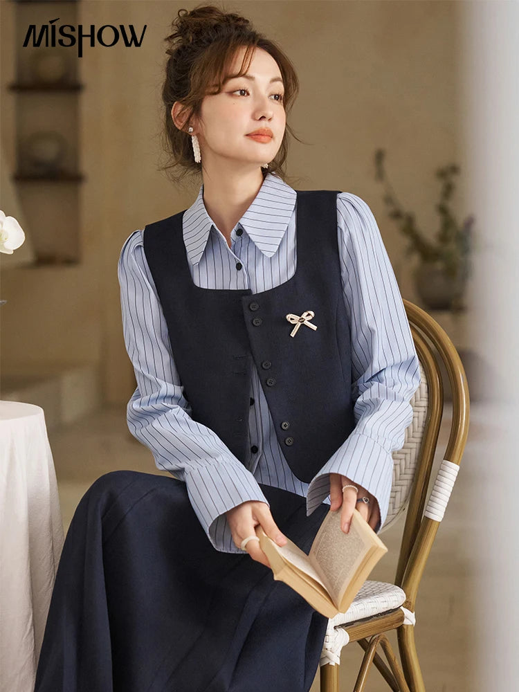 Mishow French Bow Square Neck Vest Coat MXD12W0294