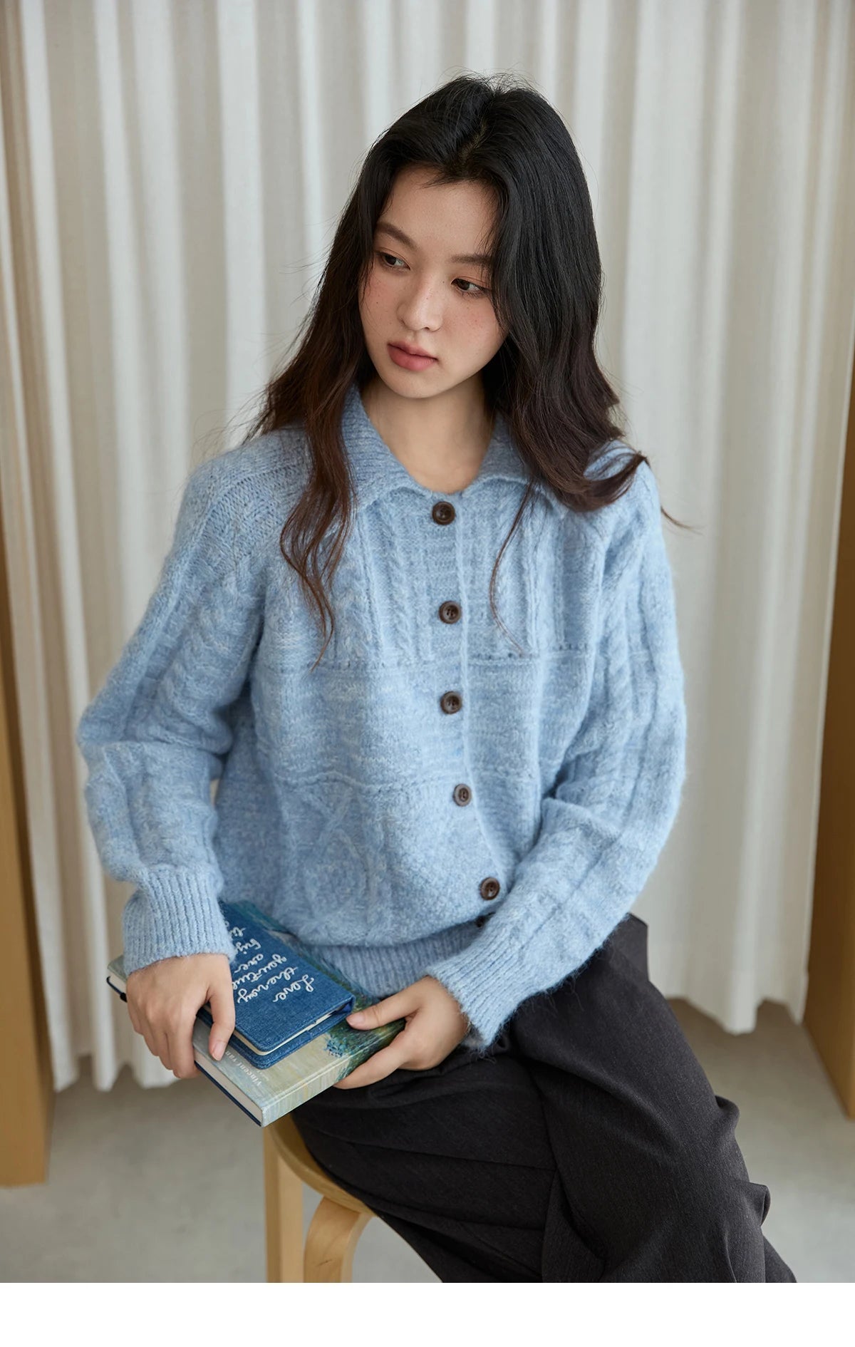 Mishow Simple Turn-Down Collar Knit Cardigan MXE48Z2611
