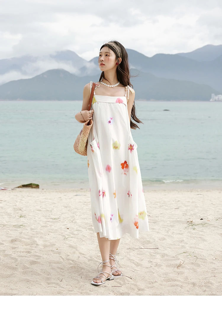Mishow Korean Floral Shell Decoration Camisole Dress MXE32L2213
