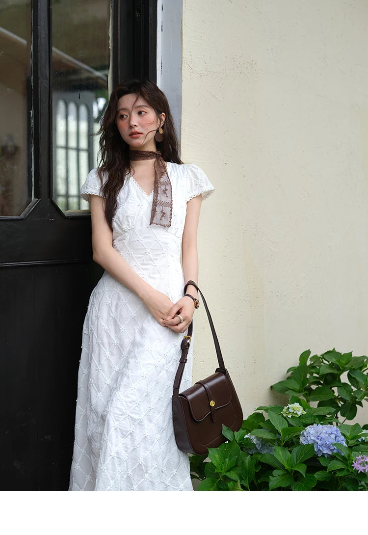 Mishow V-Neck Lace Spliced Embroidery Dress MXE38L2378