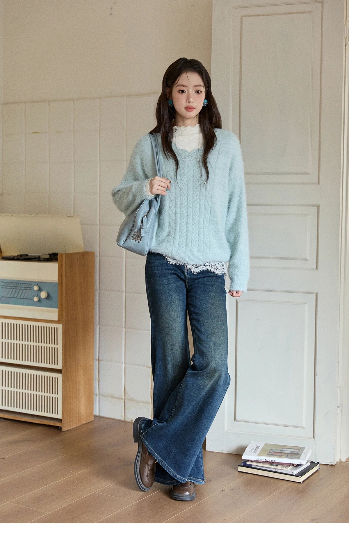 Mishow Denim Blue Flared High Waist Jeans MXE51K1092