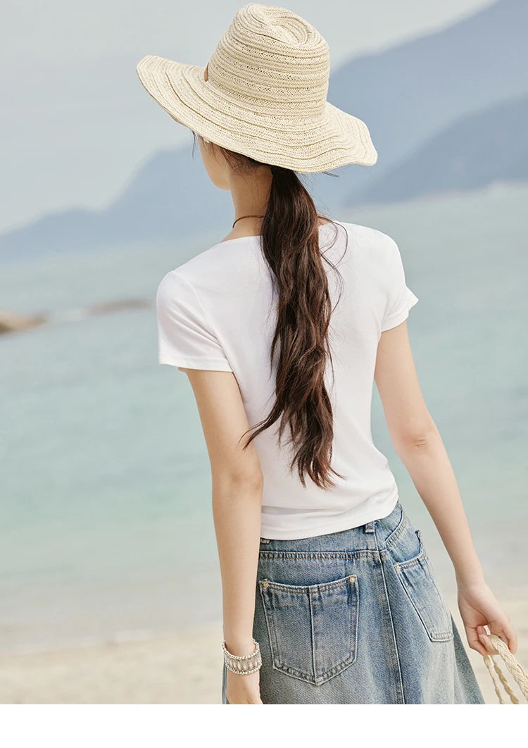 Mishow Swing Collar Shell Ribbon Tee MXE33T0524