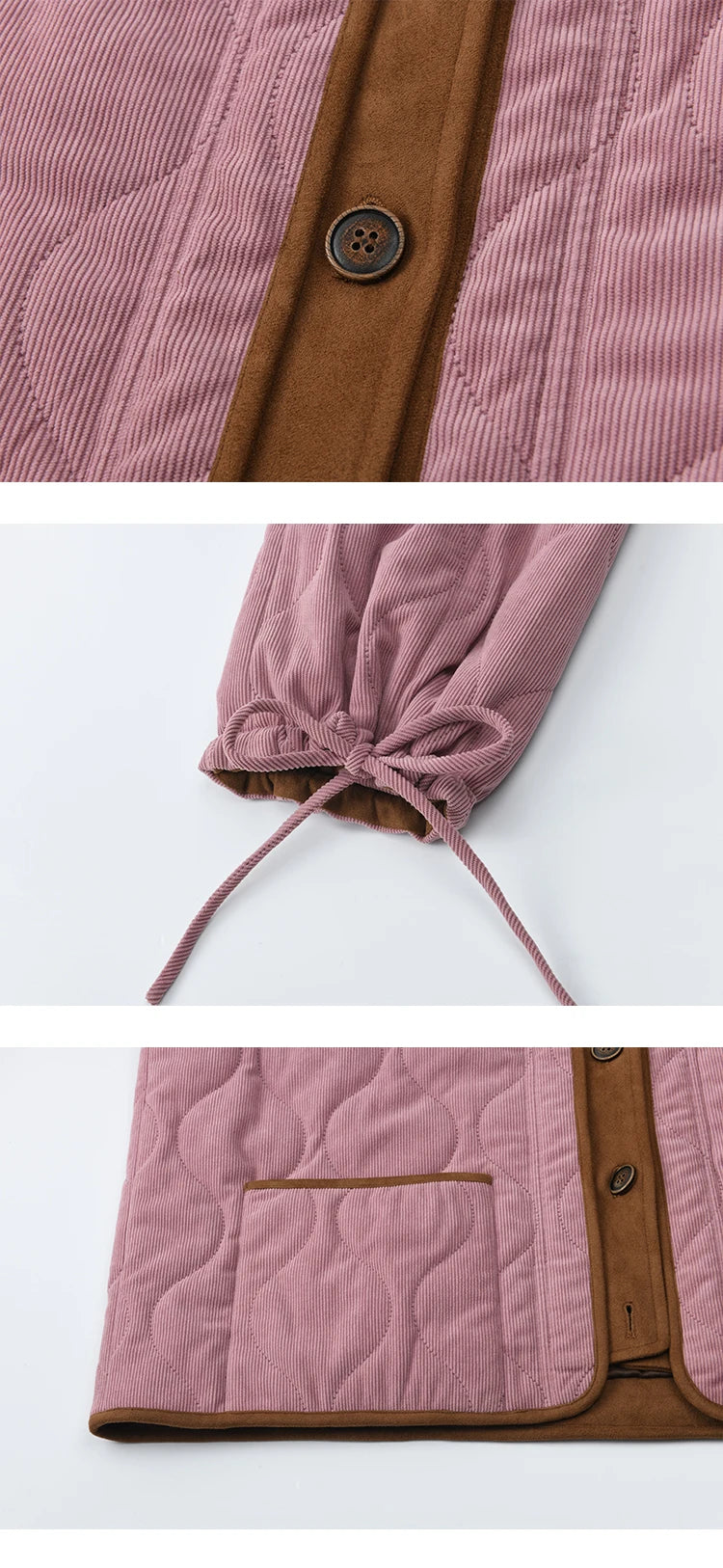 MISHOW Pink Purple Corduroy Jacket Gourd Pattern Splicing Suede MXE88W0882
