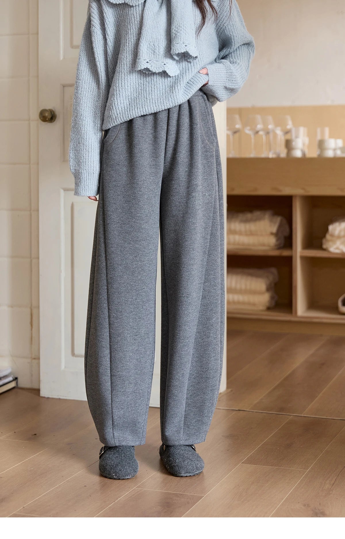 MISHOW Wide-Leg Pants Elastic Waist Pockets Comfortable MXE51K1093