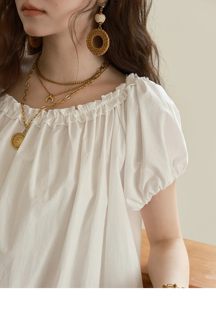 MISHOW Puff Sleeve Blouse Edible Tree Fungus Spliced MXE39X1929