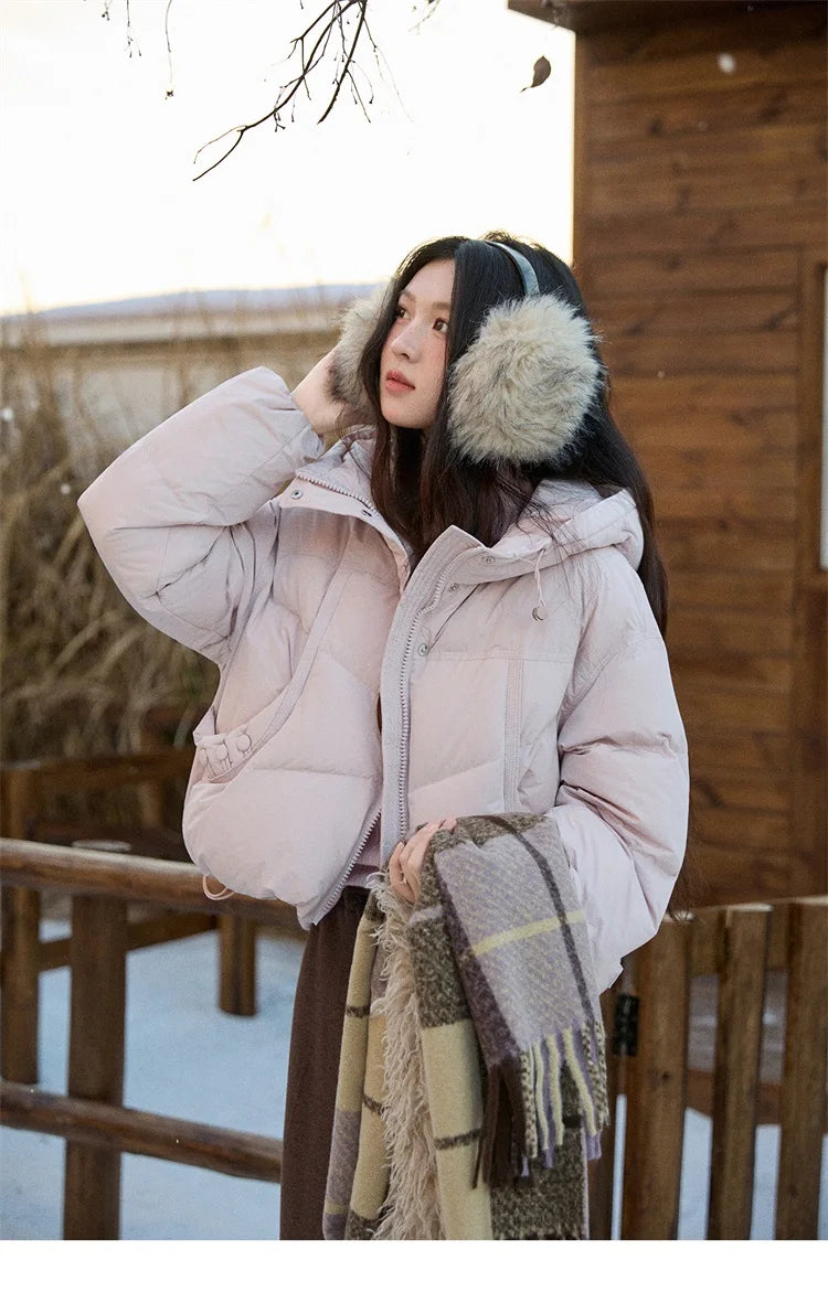 Mishow Hooded 90% White Duck Down Short Coat MXE51Y0080