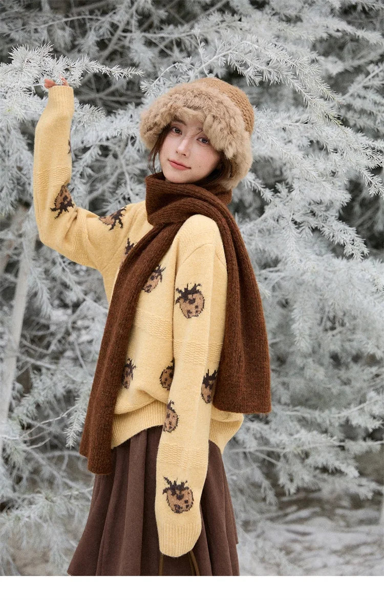 Mishow Funny Pineapple Jacquard Round Neck Cardigan MXE87Z2752