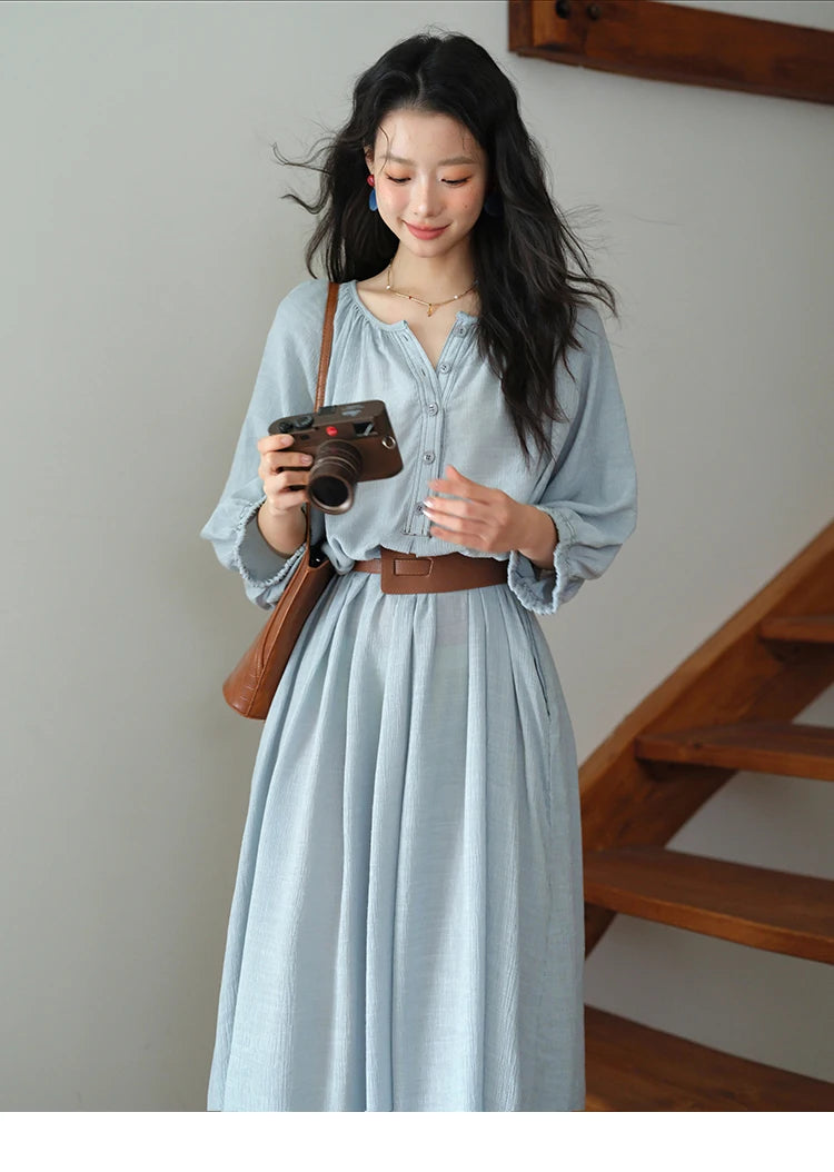 Mishow Half Sleeve Bamboo Knot Dress with Bohemian Belt MXE20L2468
