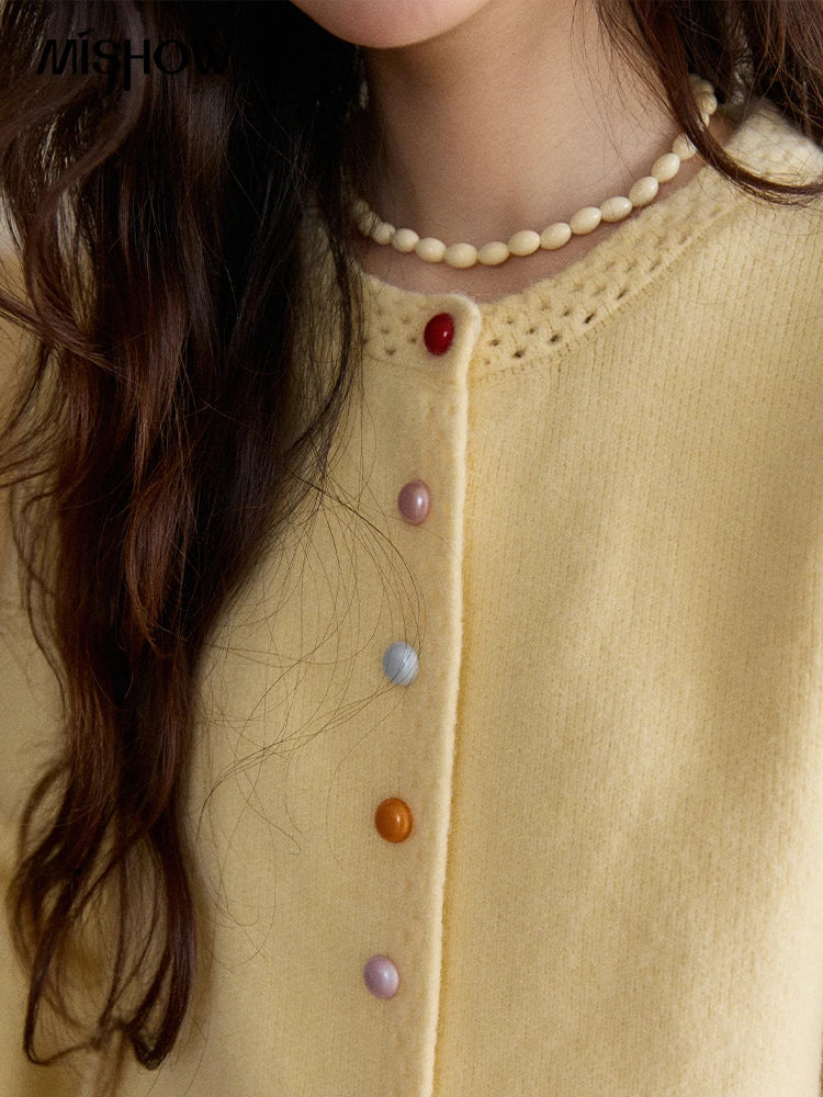 Mishow Rainbow Button Hollow Out Cardigan MXE90Z2796