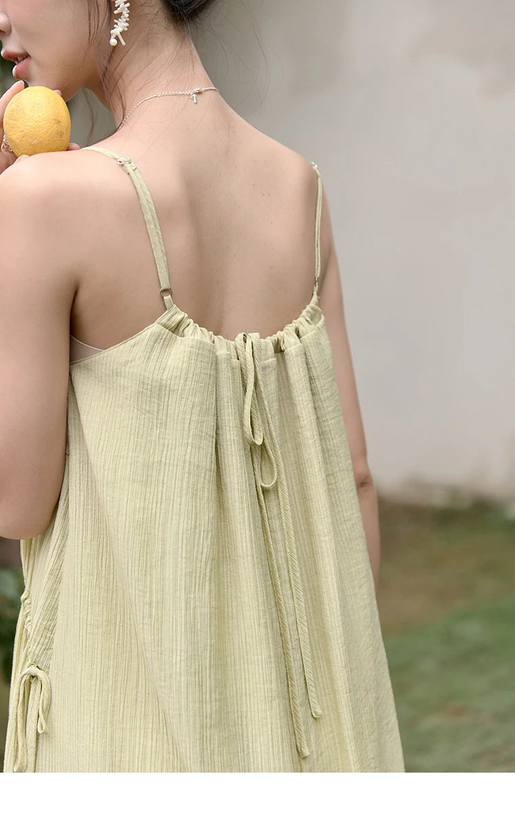 Mishow Irregular Pleated Olive Green Drawstring Dress MXD31L1928