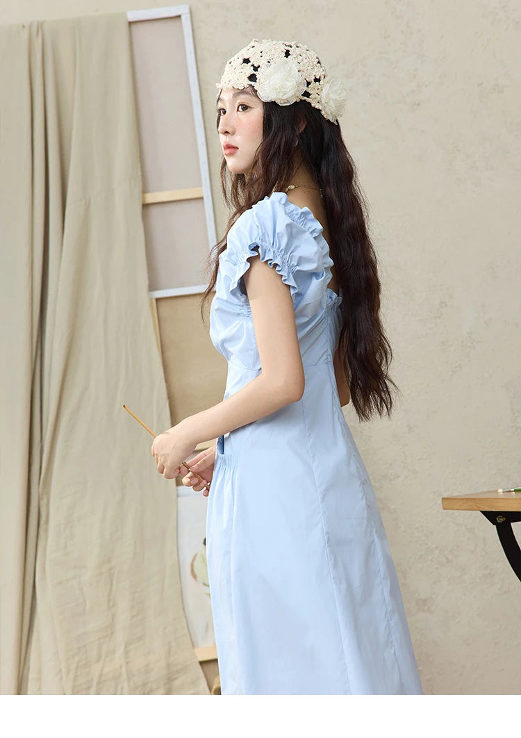 Mishow V-Neck Puff Sleeve Office Midi Dress MXD29L1934
