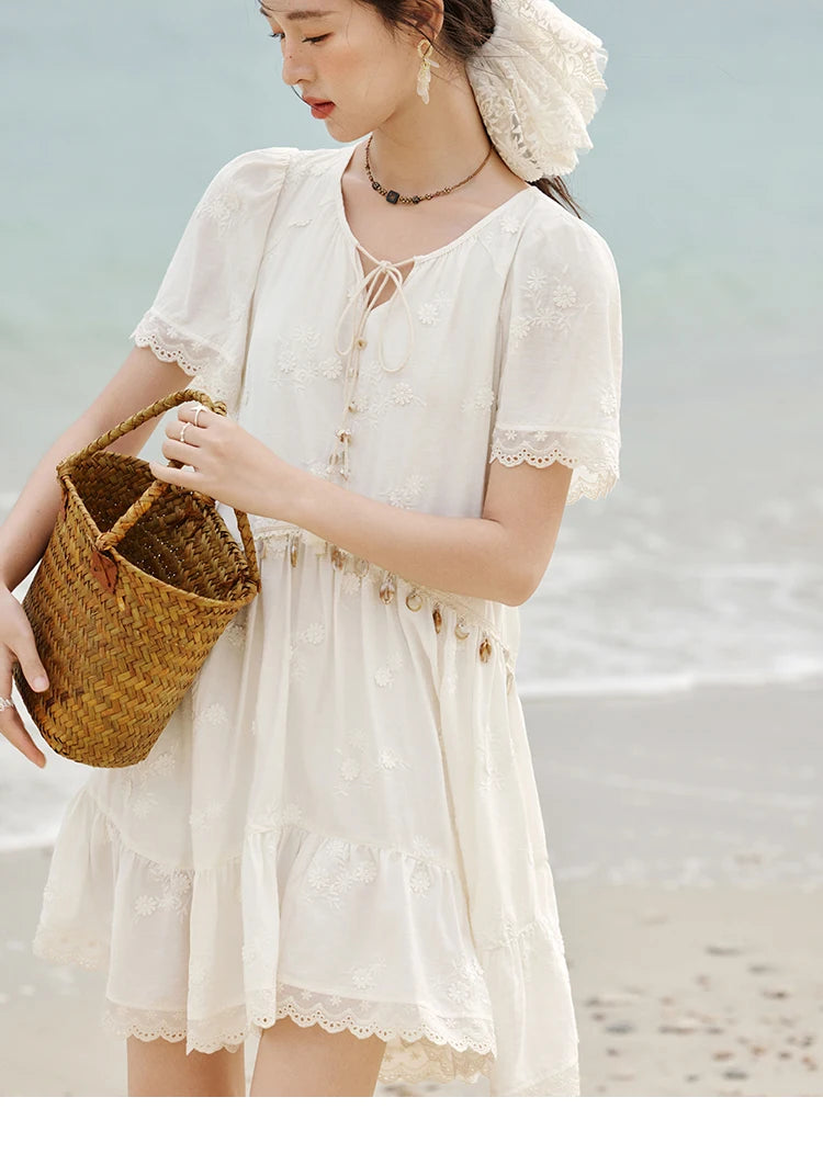 Mishow Bohemian V-Neck Shell Lace Midi Dress MXE33L2195